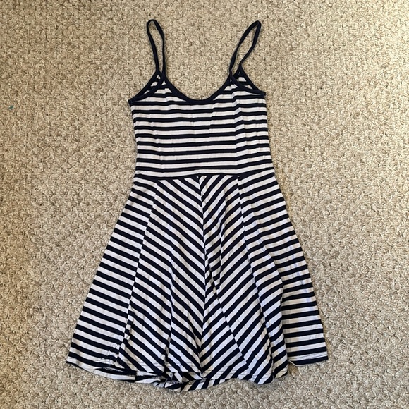 SO Navy Blue Striped Skater Dress size S - Picture 3 of 4